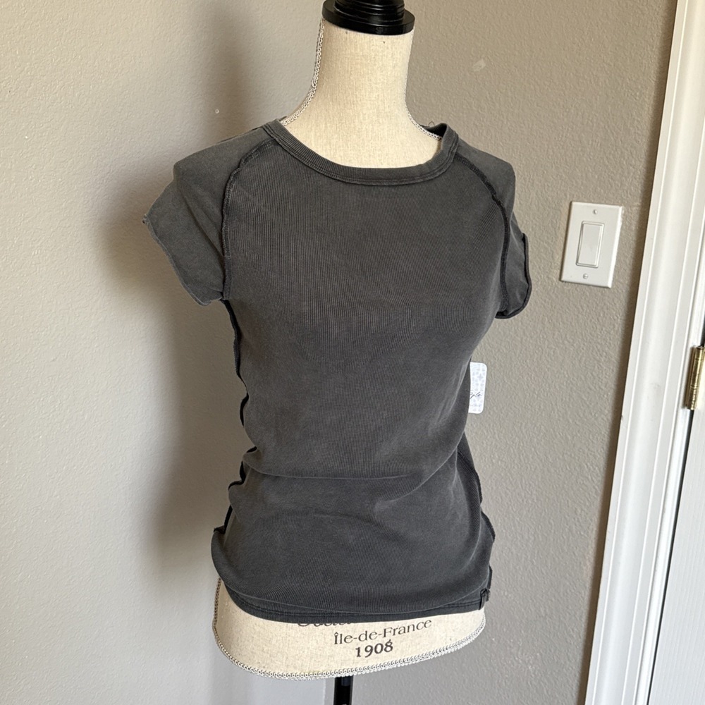 Free People x We the Free Ever Had Tee Black T-Shirt Ribbed Sz XL  NWT